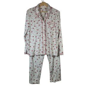 Secret Treasures Holiday Pajama Set Cream Size 12 Large Fleece Winter Cardinal